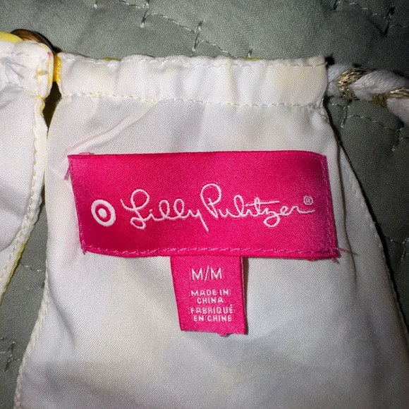 LILLY PULITZER Target Yellow white Pineapple Punch rope w gold trim tank sz Med - Picture 4 of 11